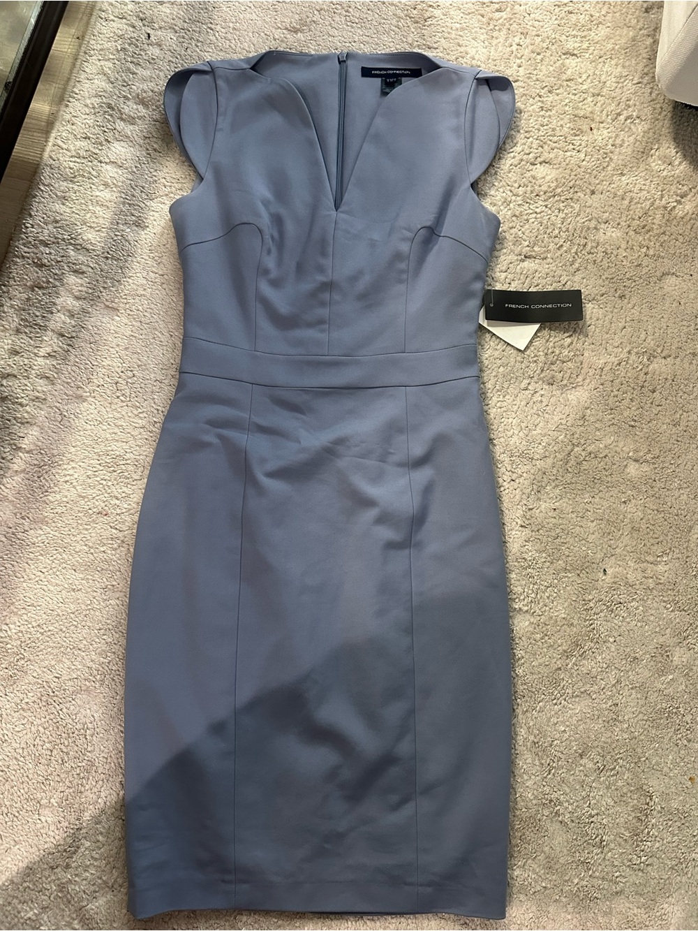 French Connection Dusty Blue Cap-Sleeve Sheath Dress